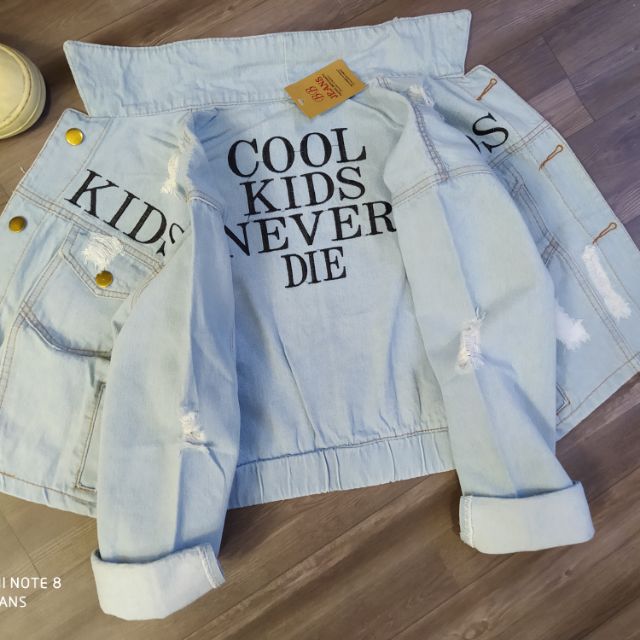 Áo khoác jean nữ phối chữ (Bán sỉ giá tốt) Cools kids giá rẻ