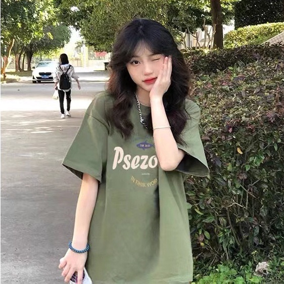 S-2XL / Áo thun ngắn tay áo thun cổ tròn màu xanh lá cây áo thun hàn quốc Áo thun nam giản dị Top