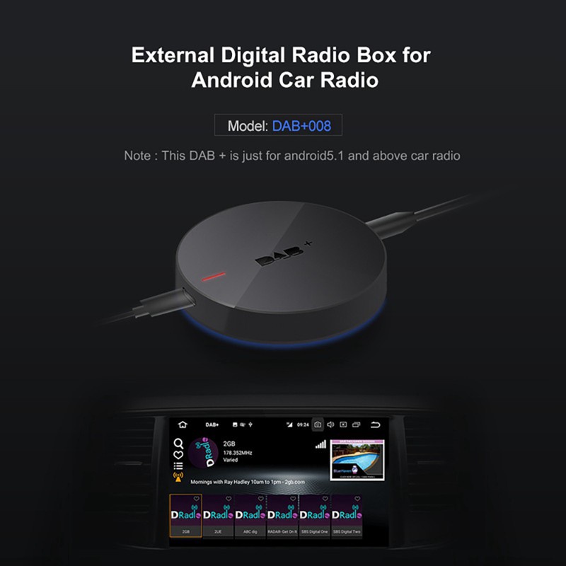 Universal Digital Audio Broadcasting Receiver Box 5V USB Port DAB Plus for Car Stereo Autoradio Android 7.0-10.0 White