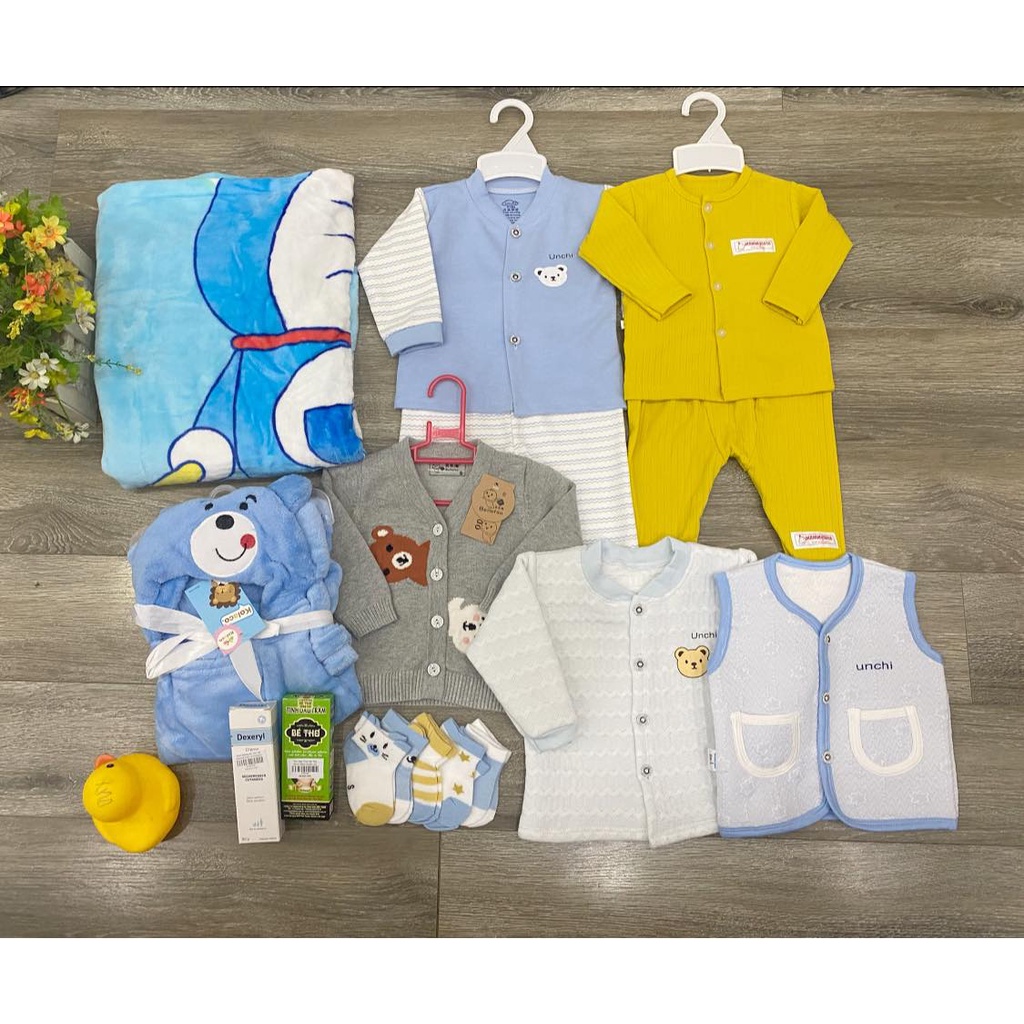 Set combo quà tặng quần áo phụ kiện thu đông cho bé sơ sinh, set quà tặng cho bé sơ sinh 720