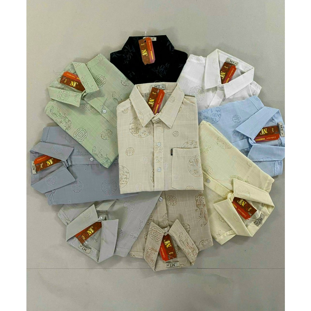 ( Vãi đũi loại 1 siêu mát ) Áo sơ mi đũi nam tay ngắn trung niên mặc thoải mái loại áo cho người lớn tuổi họa tiết AP102