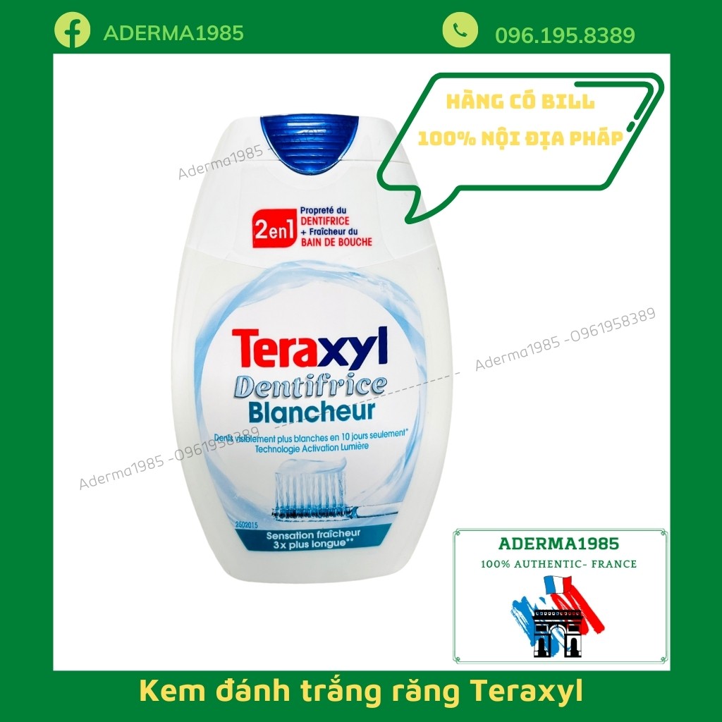 Kem đánh răng Teraxyl Blancheur 2 in 1 trắng răng, cải thiện tình trạng ố vàng, hàng nội đia Pháp_Sữa Paris Aderma