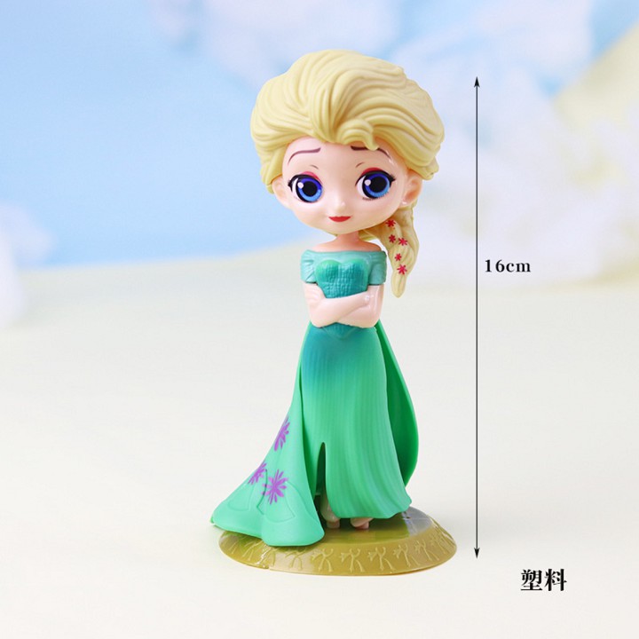 Búp bê công chúa Elsa xanh lá nhựa Plastic trang trí bánh kem, phụ kiện bánh sinh nhật, đồ trang trí bánh kem