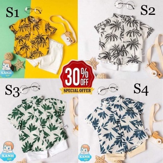 Bộ Sơ Mi Mùa Hè Cho Bé Họa Tiết Hoa Lá Chất Đũi Siêu Mát Đủ Size 10-25Kg - BabyDreams