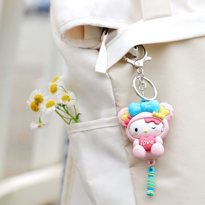 Phụ Kiện Móc Treo Gương Chiếu Hậu Xe Hơi Hình Mèo Kitty Dễ Thương DIY