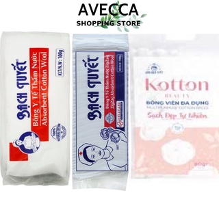 Bông Viên Bông Bạch Tuyết Kotton 80g, Bông Cắt Miếng 100g