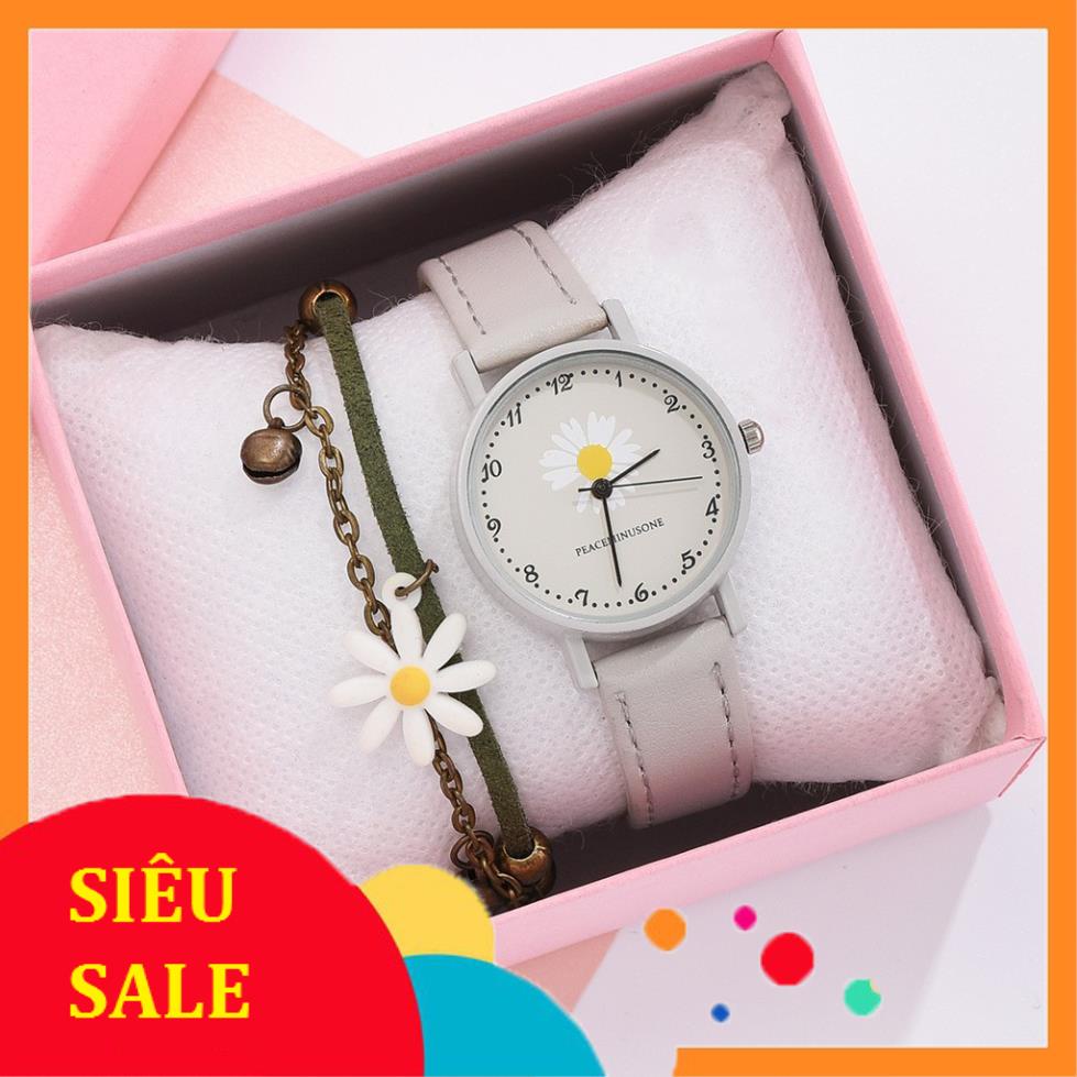 [SALE] Đồng hồ thời trang nữ Mstianq MSHC03 mặt số dể dàng xem giờ, họa tiết hoa cúc cực đẹp, dây da mềm êm tay .