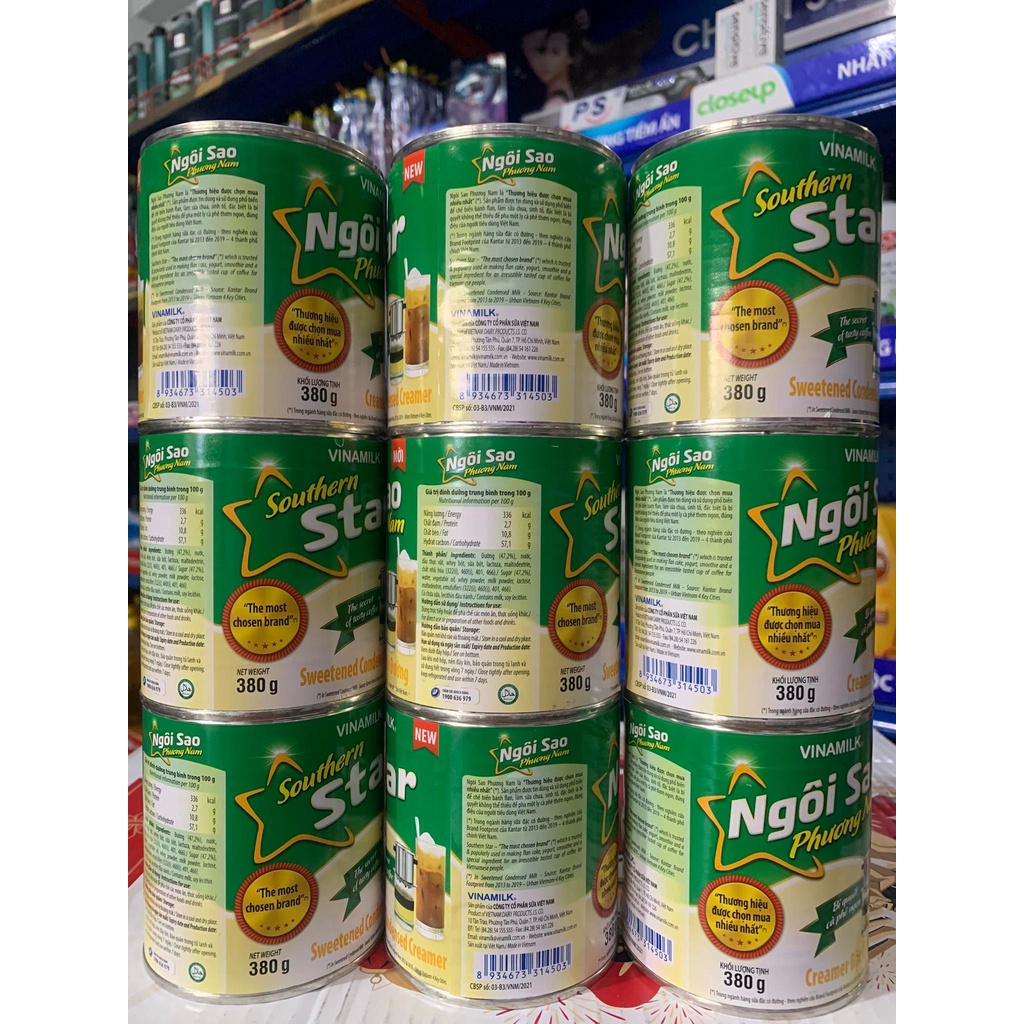 Sữa đặc có đường Vinamilk ngôi sao phương nam xanh lá lon 380g