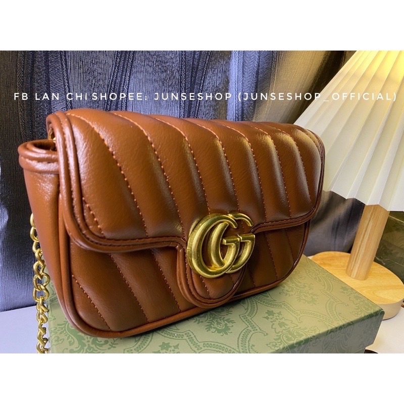 Túi đeo chéo nữ màu nâu tây size 17cm full hộp cực xinh