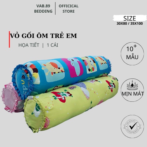 Vỏ Gối Ôm Trẻ Em Cotton Thô Lụa Hàn, Vỏ Ôm Dài Cho Bé Cotton Twill Mềm Mịn Bo Viền 2 Đầu Khóa Kéo Size 30x80 , 70x100cm