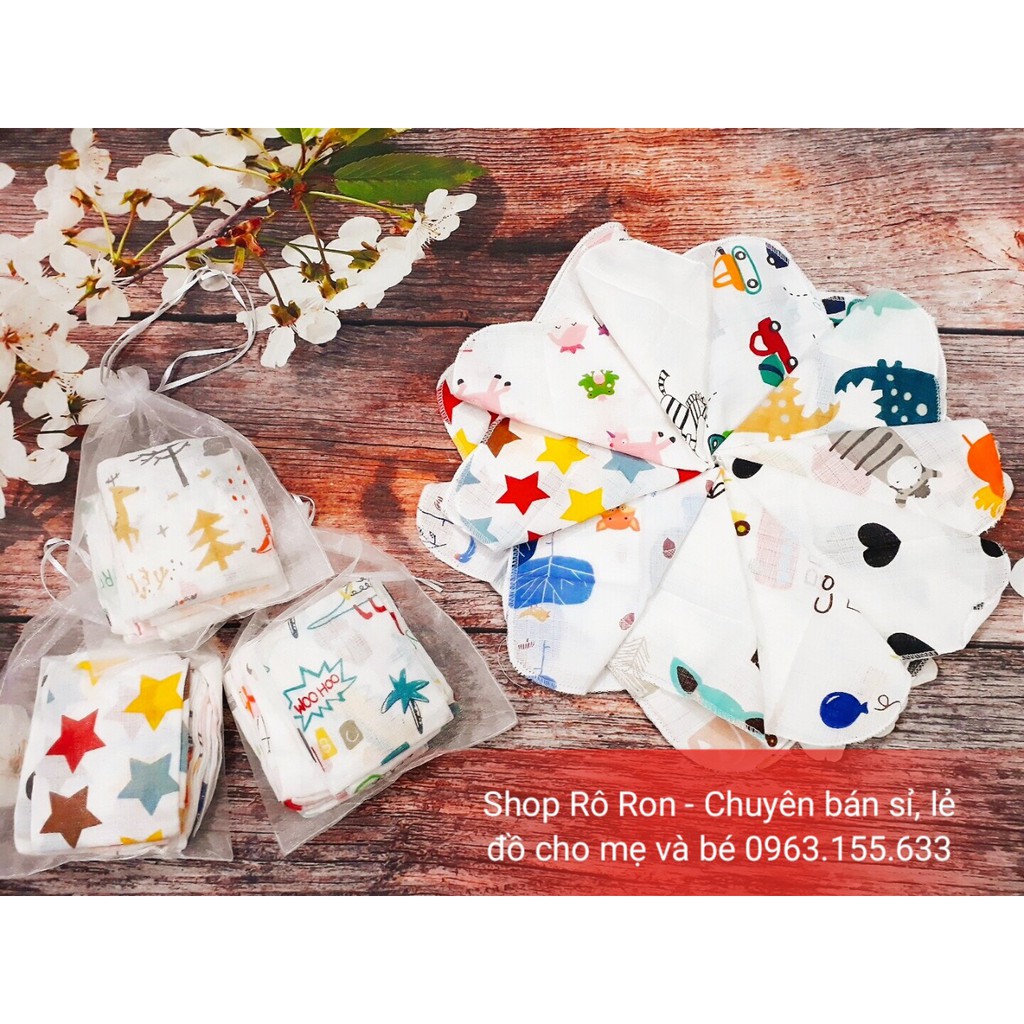 Khăn xô sữa sợi tre Aden - Set 10 khăn xô sợi tre Aden túi lưới cho bé - Shoproron