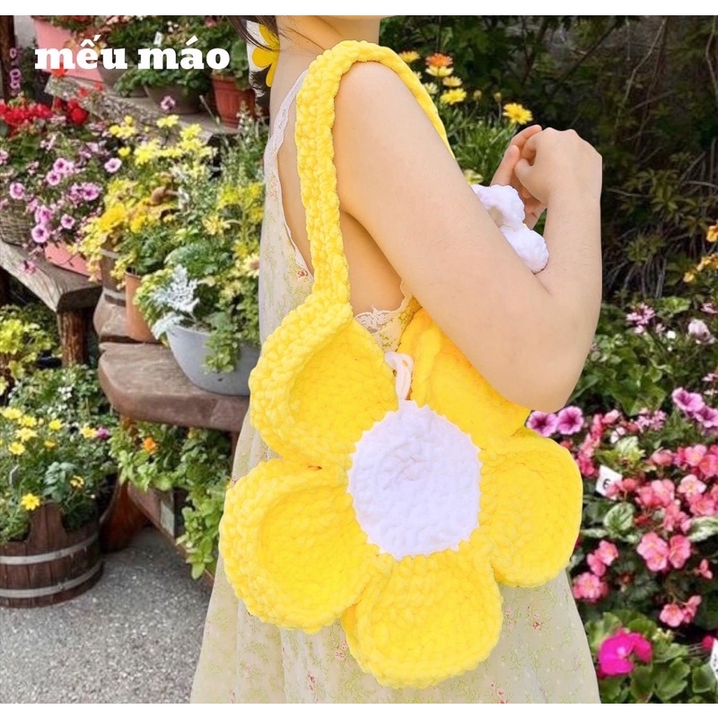 Túi len hình bông hoa - Bloom crochet bag - Mếu Máo