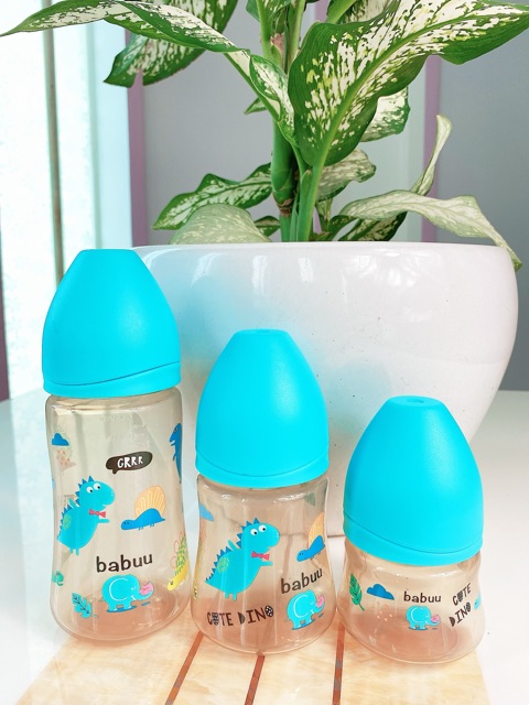 Bình sữa nắp sóng Babu Baby không chứa BPA 90ml,150ml,240ml Nhật Bản( có tặng núm)