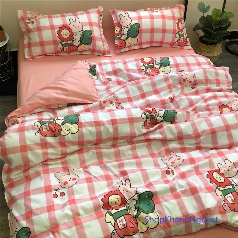 Cotton Poly Nhập Khẩu - Caro Hoa Hồng SP001098