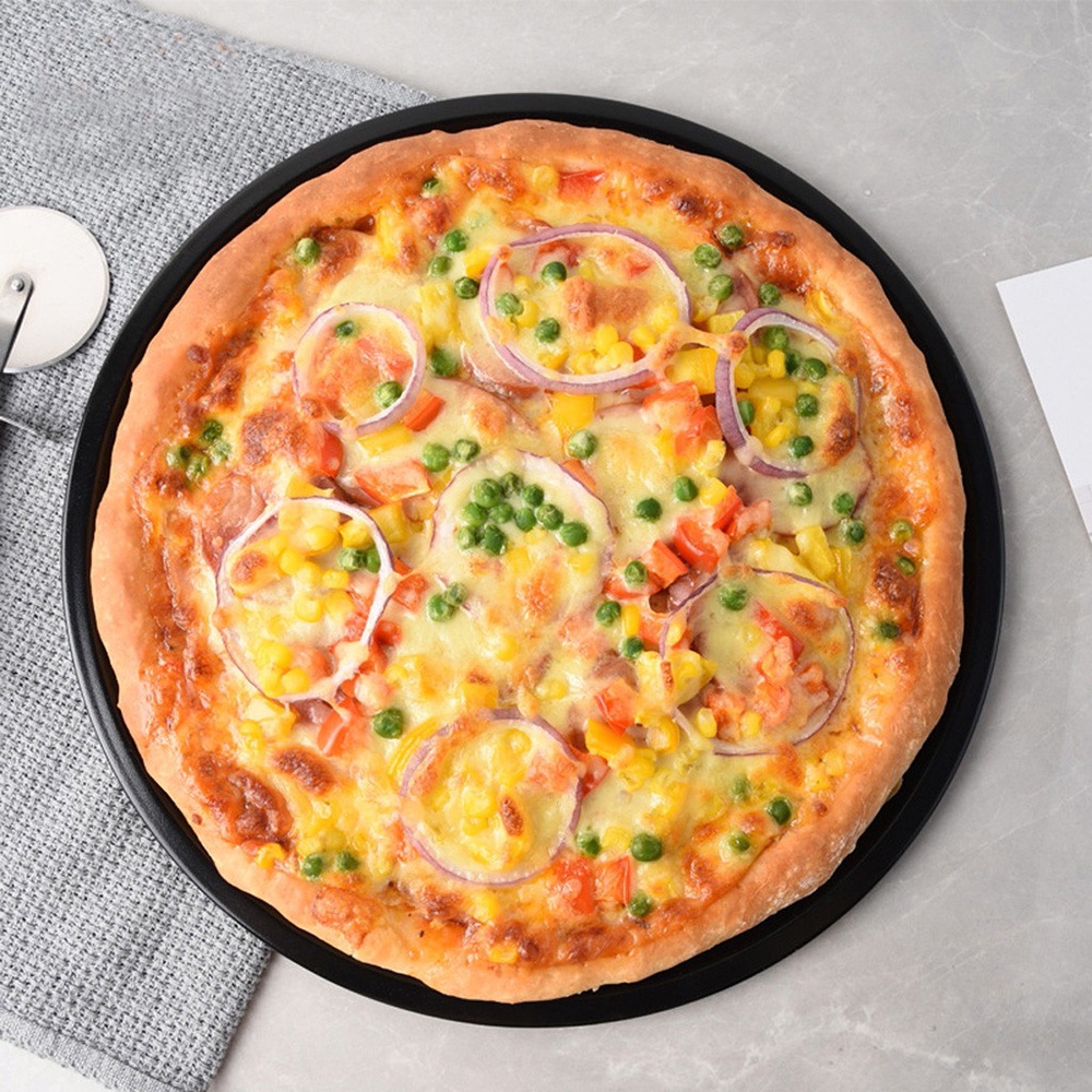 Khay Nướng Bánh Pizza Bằng Thép Carbon Màu Đen Chống Dính