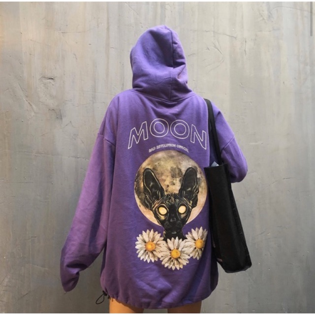 Moon cat hoodie ( TÍM )
