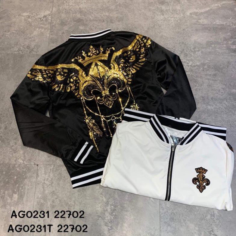 Xả Tết 2021 - Áo gió bomber hình đại bàng kim sa cực sang(màu đen/màu trắng) : '
