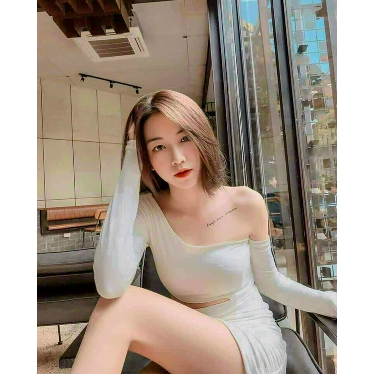 Đầm body tay dài khoét eo sành điệu