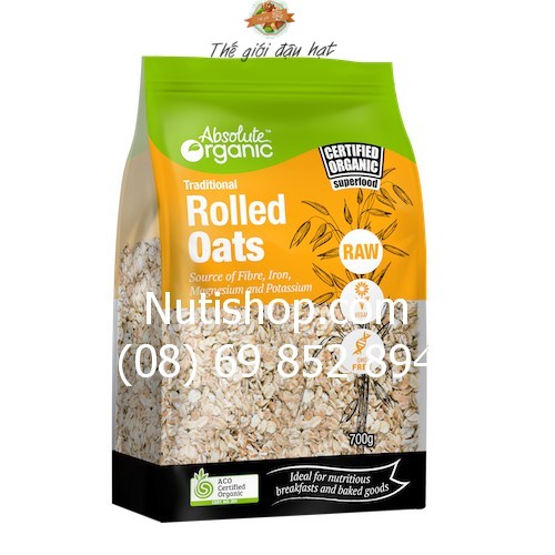 Yến mạch hữu cơ nguyên hạt cán mỏng Absolute Organic Rolled Oat (700g) TGD
