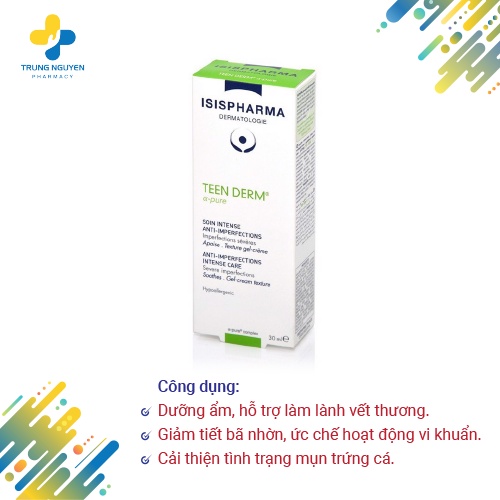 Kem mụn trứng cá Isis Pharma Teen Derm Alpha Pure (30ml)