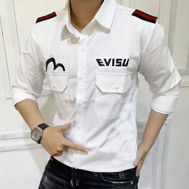 [ĐẸP NHƯ HÌNH]Áo sơ mi nam hot chất lụa loaị 1 cao cấp 2 túi trước EVISU _fashionneww