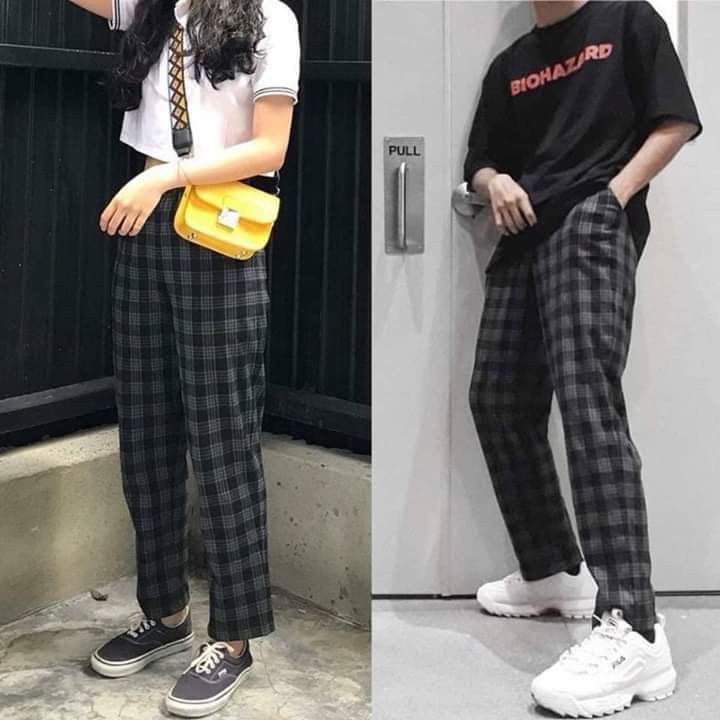 QUẦN SỌC CARÔ XANH ĐEN - PLAID PANTS KAKI UNISEX