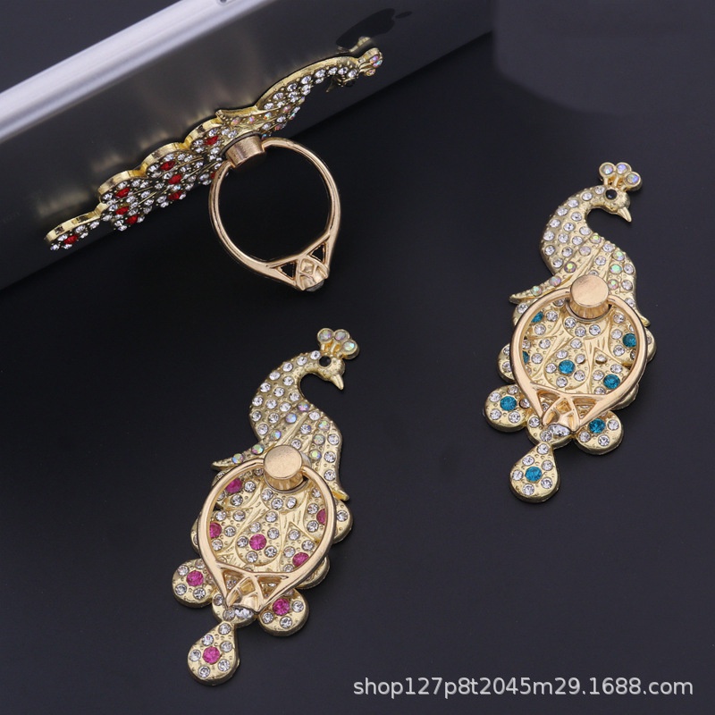 Giá Đỡ Điện Thoại Dạng Nhẫn Đeo Tay Hình Chim Công / Thiên Nga / Vương Miện / Thiên Nga Đính