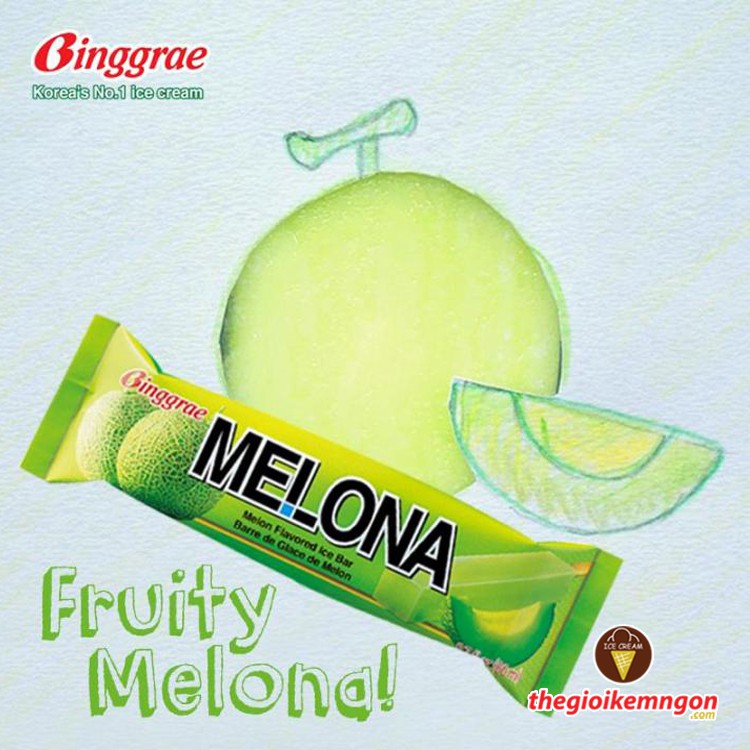 [KEM NGON] Kem dưa lưới Melona Melon Ice Bar Binggrae Hàn Quốc 80ml