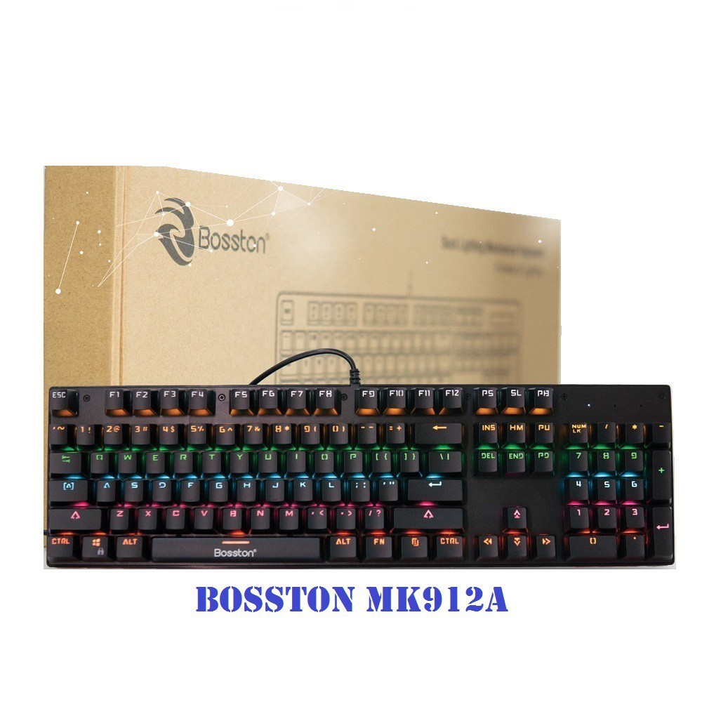 Bàn phím cơ gaming Bosston MK912A✔ /Red switch ✔Led  Rainbow 09 chế độ led - BH 3 tháng