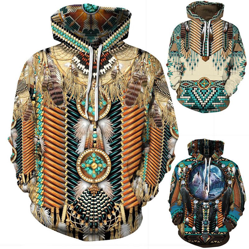 Áo Khoác Hoodie Họa Tiết Thổ Cẩm Ấn Độ Thổ Dân Hippie Cá Tính Cho Nam Và Nữ