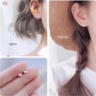 Bông tai, khuyên tai bạc 30% hình học, tim, nơ, gạch ngang nhỏ đơn giản HGH88