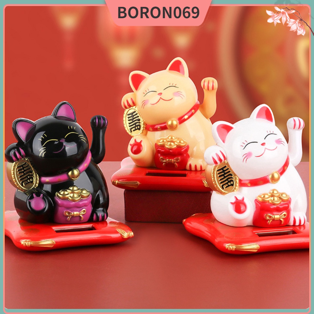 Chú Mèo May Mắn Bằng Năng Lượng Mặt Trời Dễ Thương Dùng Trang Trí Nhà Cửa / Văn Phòng Res Boron069