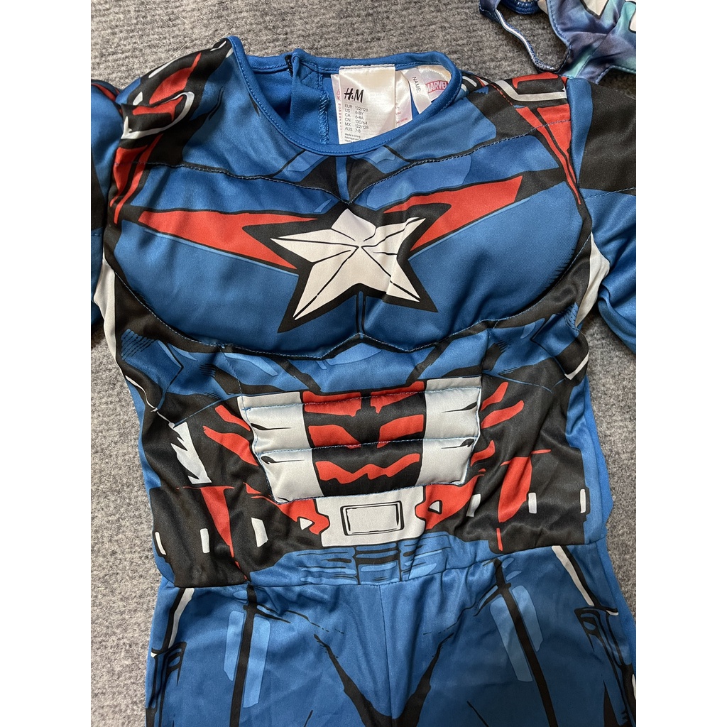 HM0944 Trang Phục Áo Liền Quần Độn Cơ Bắp Hóa Trang Siêu Anh Hùng Đội Trưởng Mỹ Captain America Kèm Mặt Nạ Cho Bé Trai