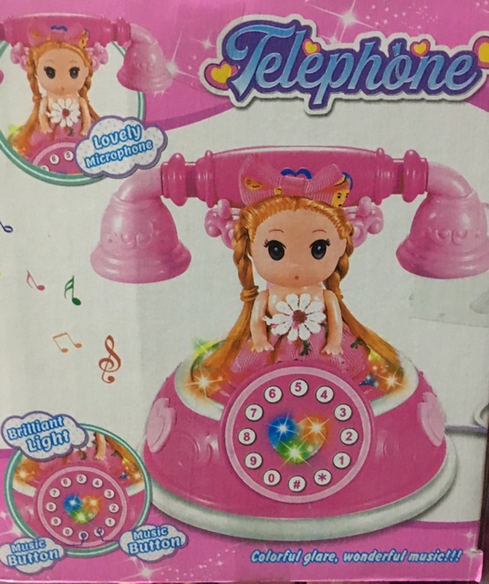 Hộp đồ chơi điện thoại bàn búp bê