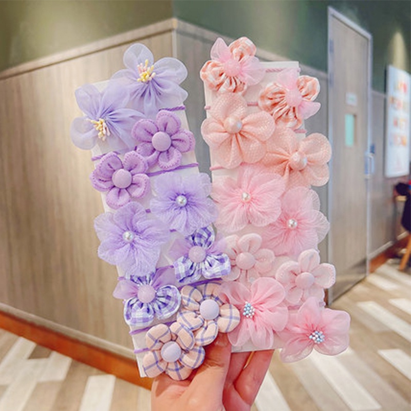 Dây Buộc Tóc Co Giãn Đính Hoa Nhiều Màu Sắc Cho Bé Gái dreamdiary