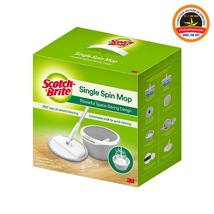 Bộ lau nhà 3M Scotch-Brite SINGLE SPIN MOP xoay được 360 độ