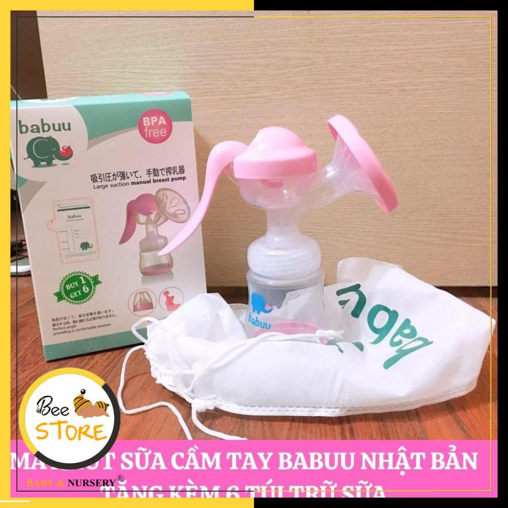 Hút sữa tay Babuu Nhật Bản - Tặng kèm 6 túi trữ sữa, Dụng cụ vắt sữa