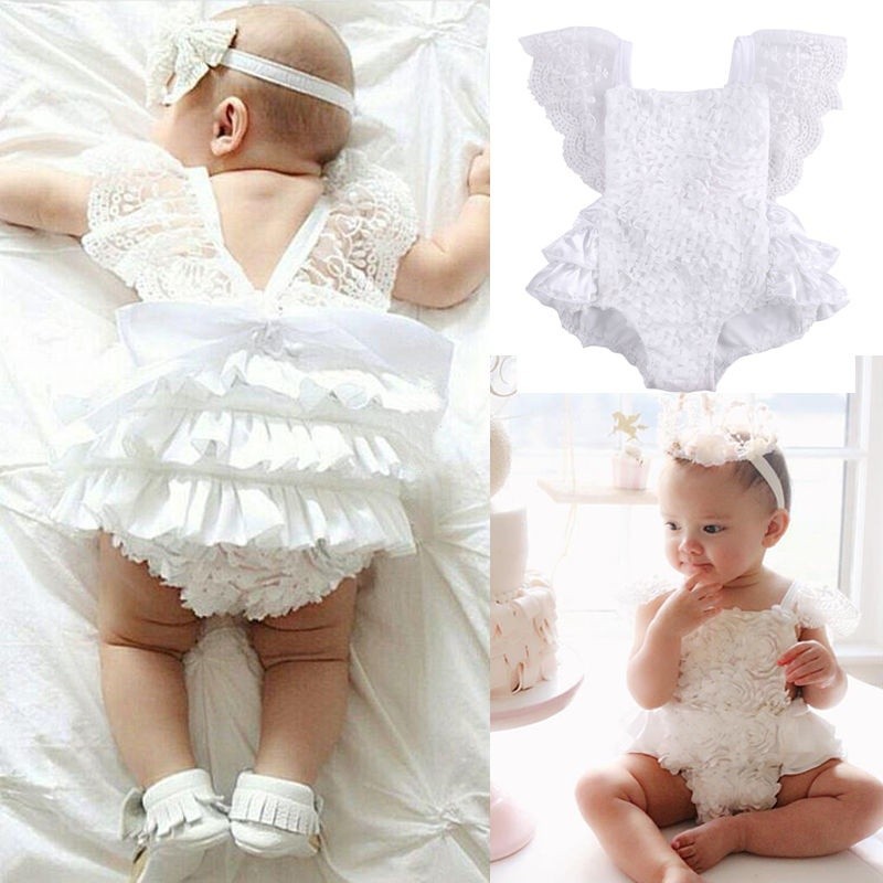 ღ♛ღInfant Baby Girl Clothes Lace Floral Bodysuit Romper Cake Sunsuit Outfits 0-18M