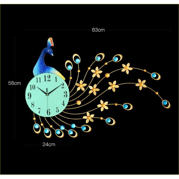Đồng Hồ Con Chim Công Khổng Tước Treo Tường Kim Trôi Trang Trí Mã 1807