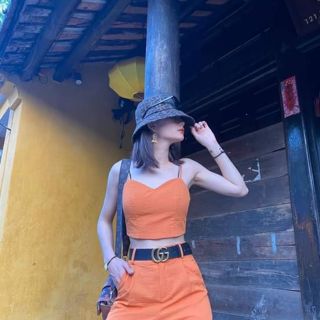 SET CROP CAM 2S + QUẦN SUÔNG NÚT CAM Chất chơi - cool ngầu - trẻ trung - cá tính hội tụ đủ trong set màu hot hot nha