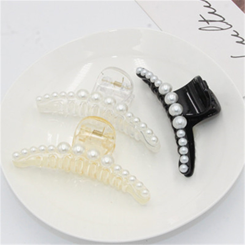 Kẹp càng cua bằng acrylic đính ngọc trai giả thời trang cho nữ