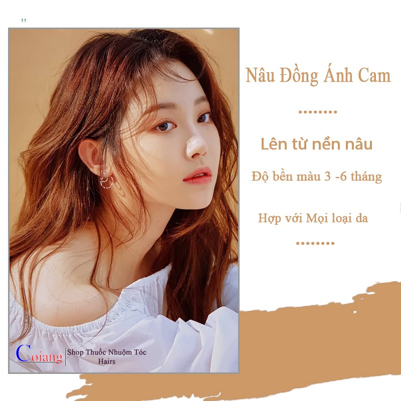 Thuốc nhuộm tóc màu NÂU ĐỒNG ÁNH CAM không cần thuốc tẩy tóc Chenglovehairs, Chenglovehair