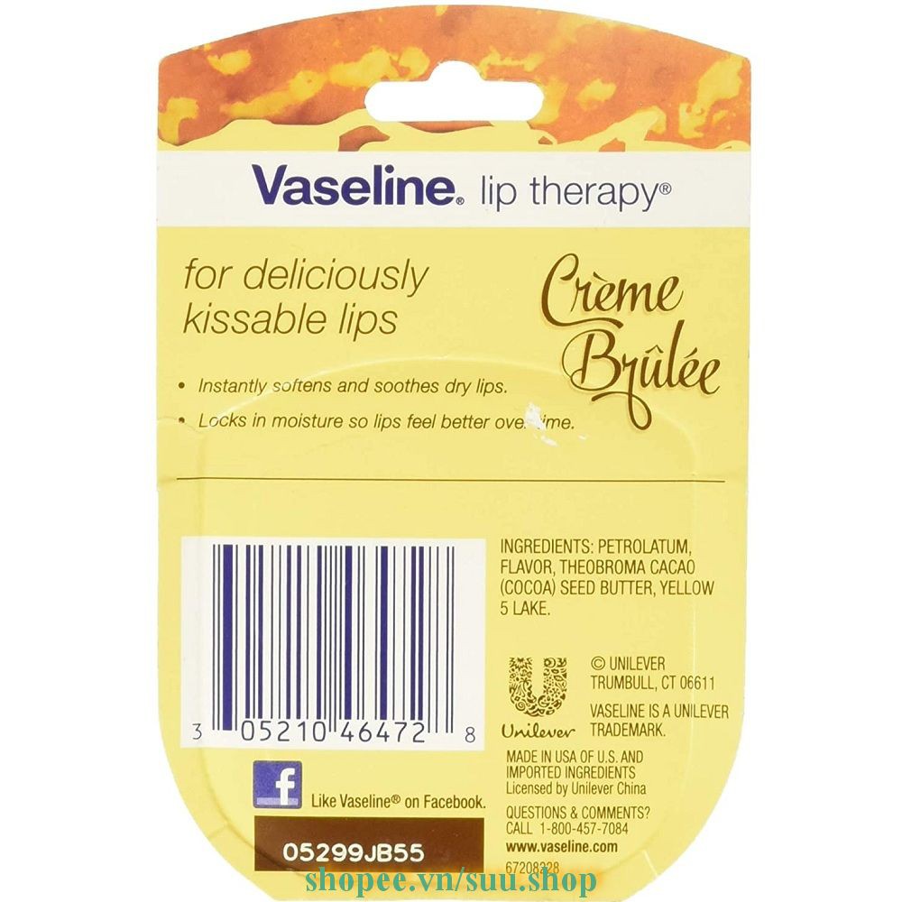 Dưỡng Môi Vaseline 7g Creme Brulee suu.shop cam kết 100% chính hãng | BigBuy360 - bigbuy360.vn