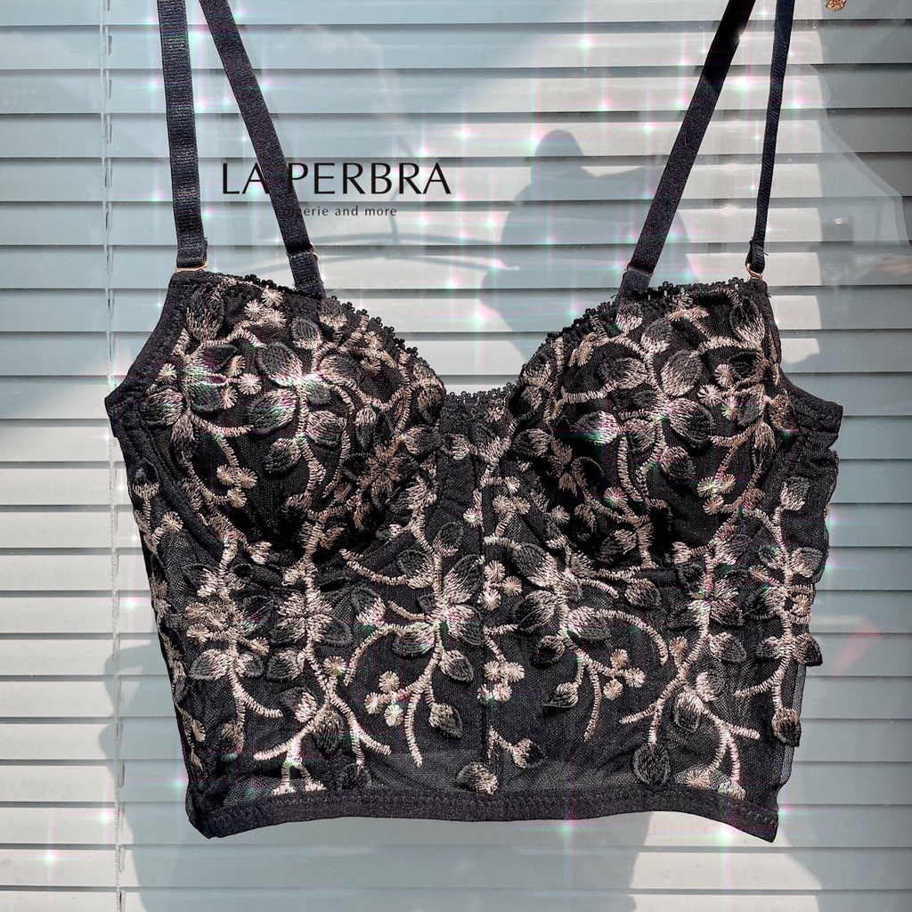 Bộ ren thêu hoa MÀU ĐEN (BB06 đen) | BigBuy360 - bigbuy360.vn