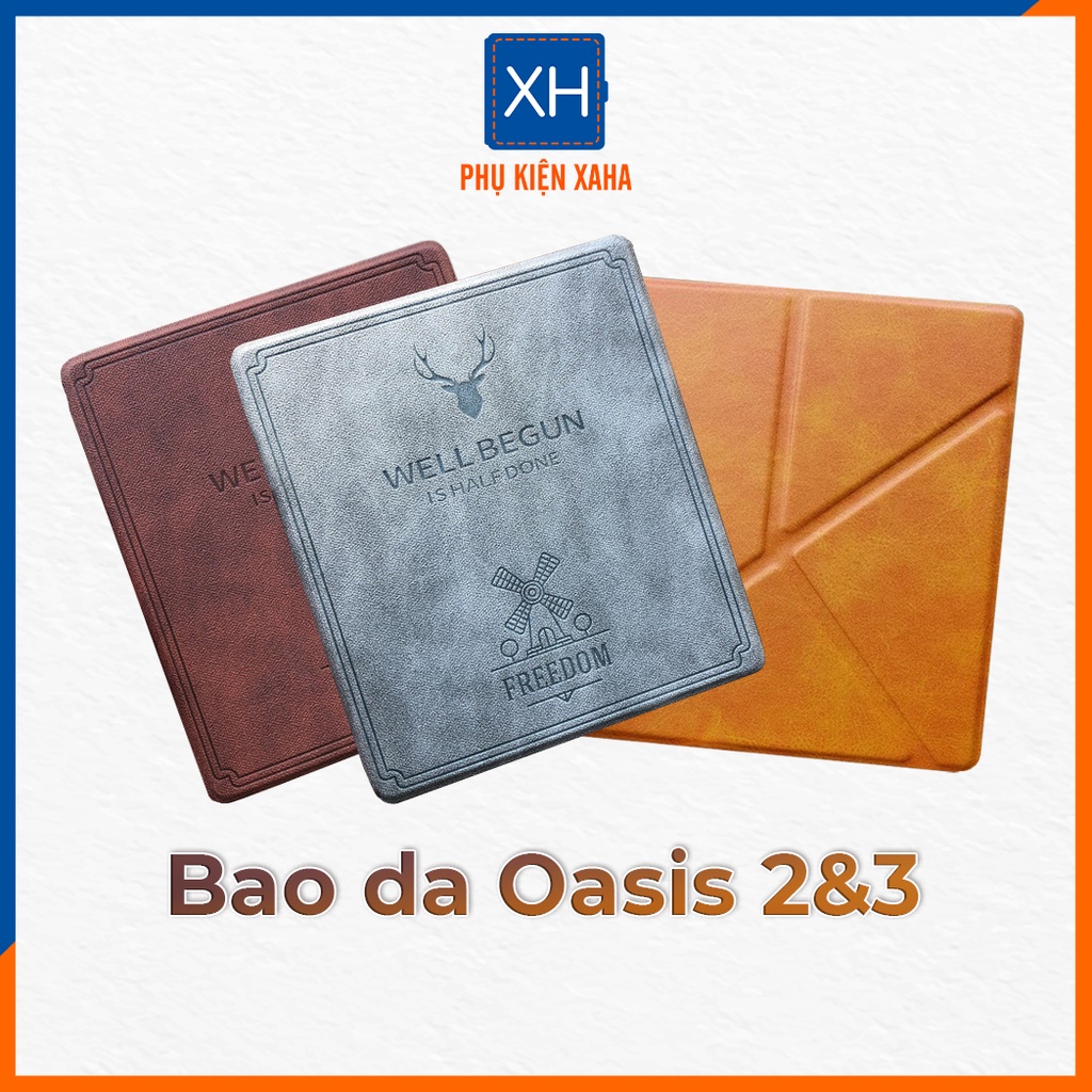 Bao Da Kindle Oasis 3/2 In Chữ Chìm Divisi Well Begun Giả Da Nhung Cực Êm Tay - Phụ Kiện Xaha