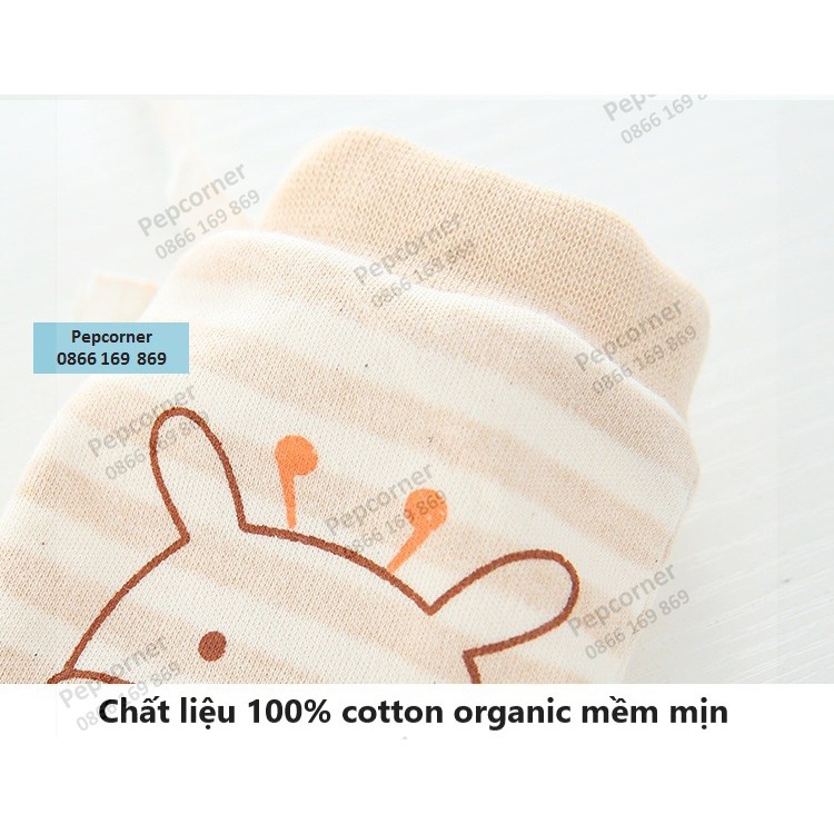 Bao tay organic cotton mềm mịn cho bé sơ sinh có thể điều chỉnh rộng chật co giãn tốt