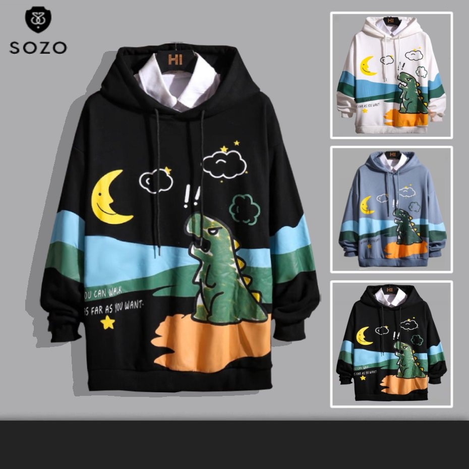 Áo Hoodie Nón Chui Trùm Đầu Nữ Nam Unisex Chất Vải Nỉ Poly Nam Nữ, Khủng Long WAH033NO | BigBuy360 - bigbuy360.vn