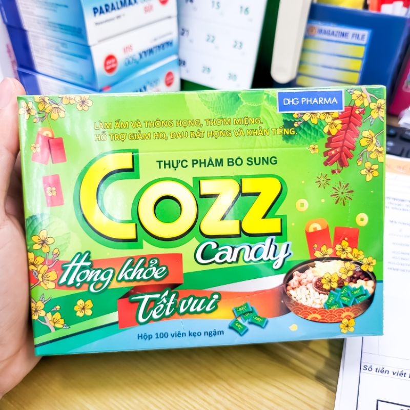 [CHÍNH HÃNG] - Kẹo Cozz Candy Ngậm Ho Thảo Dược Bạc Hà Hộp 100 Viên