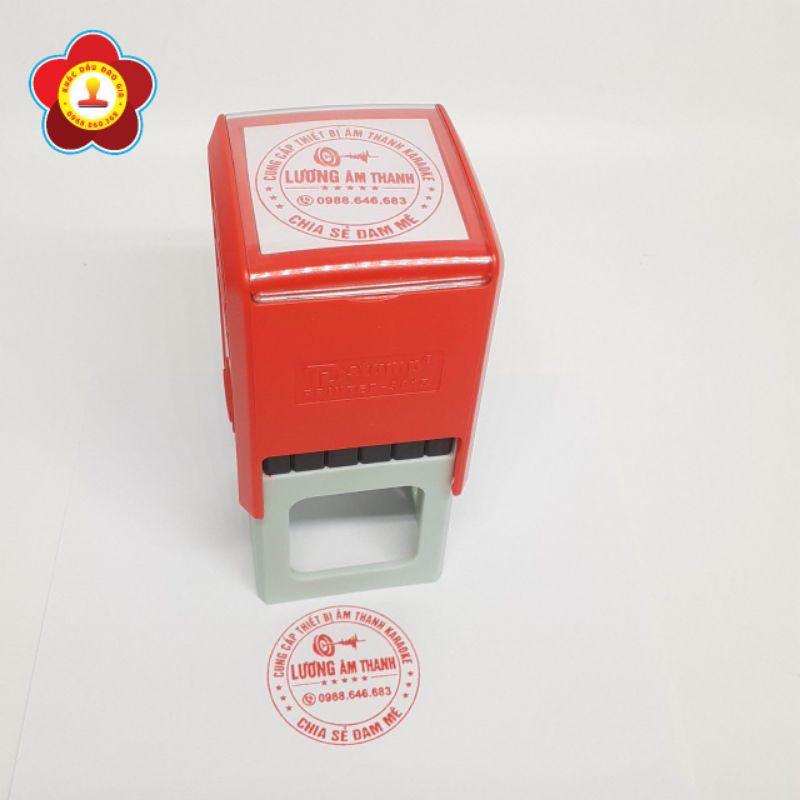 Khắc con dấu logo theo yêu cầu. Dấu logo hình tròn TD-V3815. Chỉ khắc dấu logo shop. Mực đỏ đóng lên giấy thường