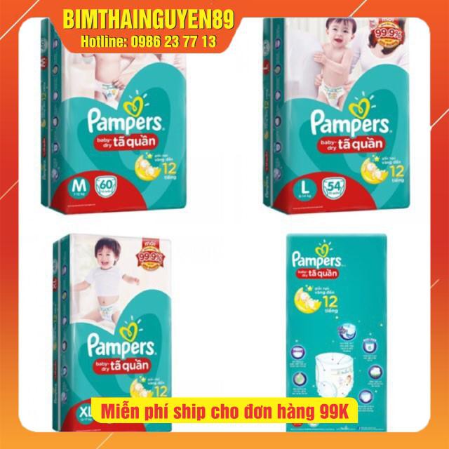 Tã quần pampers giữ dáng mới size NB52, M60,L54,XL48,xxl44 miếng